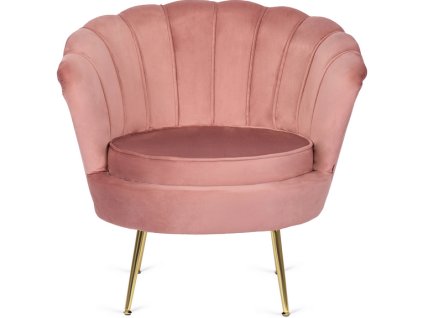 LAURES VINTINO Kreslo VELO ružové zamatové 1