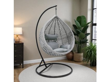 vintino selena laures zavesne hojdacie kreslo dvojkreslo cierna konstrukcia sivy ratan sivy vankus 8