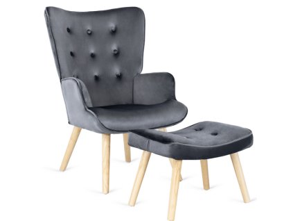 LAURES VINTINO Kreslo AVEZANO sivé zamatové 1