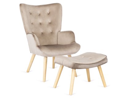 vintino avezano bezove zamatove kreslo