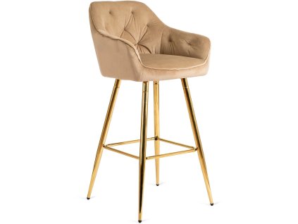 LAURES VINTINO Barová stolička ANDY – béžový velúr / zlaté nohy 7