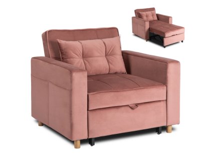 LAURES VINTINO Kreslo JEREMY ružové, z velúru 1