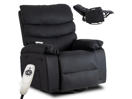 LAURES VINTINO Masážne kreslo ROMEO rozkladacie, čierne, z ekokože 6