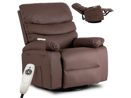 LAURES VINTINO Masážne kreslo ROMEO rozkladacie, hnedé, z ekokože