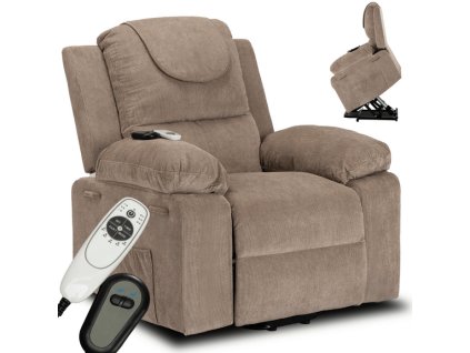 LAURES VINTINO Masážne kreslo s funkciou vstávania MARCOS bežové 3