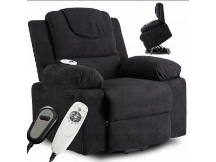 LAURES VINTINO Masážne kreslo s funkciou vstávania MARCOS čierne 6