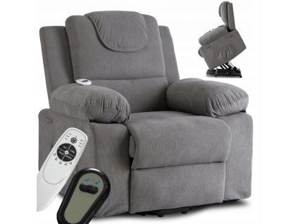 LAURES VINTINO Masážne kreslo s funkciou vstávania MARCOS sivé 5