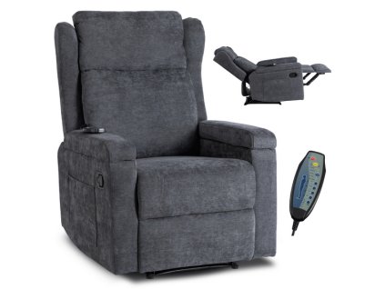 LAURES VINTINO Masážne kreslo ANDREA, čiernosivá látka