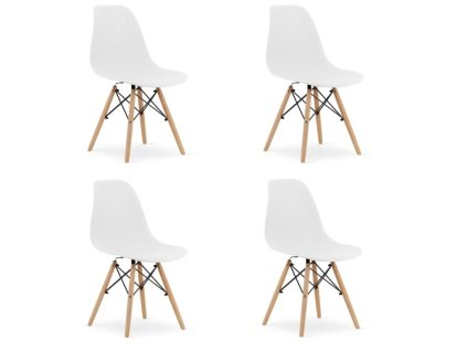 LAURES VINTINO Set 4 stoličiek OSAKA biele prírodné nohy