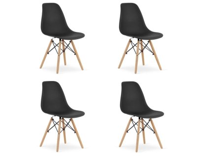 LAURES VINTINO Set 4 stoličiek OSAKA čierne prírodné nohy 1