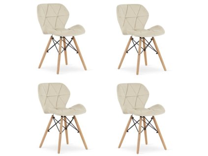 LAURES VINTINO Set 4 zamatových kresiel LAGO béžové 1