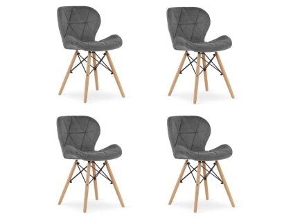 LAURES VINTINOSet 4 zamatových kresiel LAGO šedé 1