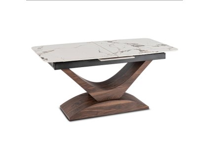 LAURESS VINTINO Stôl AGIUS 160–200 cm Biely mramor/Orech