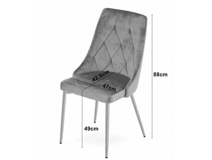 LAURES VINTINO Stolička IMOLA sivý zamat nohy vo farbe dreva 7