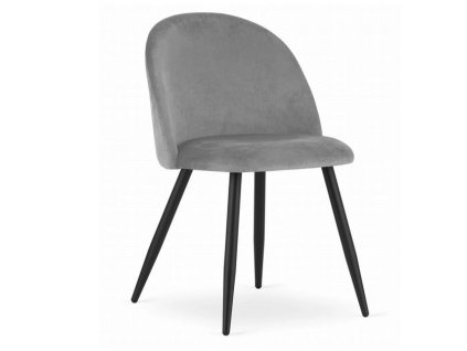 LAURES VINTINO Stolička BELLO - sivý zamat / čierne nohy