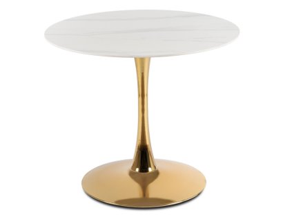 LAURES VINTINO Stôl ALDO 90 cm biely/zlatý