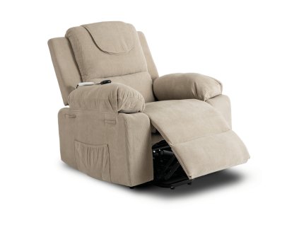 Masážne kreslo s funkciou vstávania MARCOS bežové Krémové