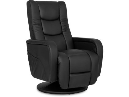 LAURES VINTINO Masážne otočné kreslo STEFANO  čierna ekokoža