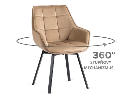 Otočné Kreslo MESSINA - bežový zamat čierne nohy