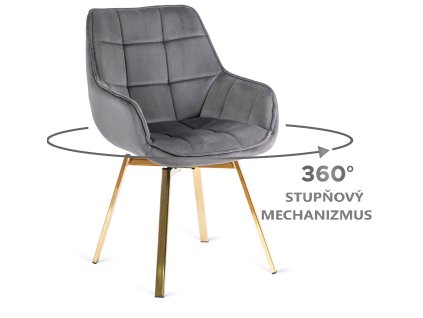 vintino laures kreslo stolicka siva zlate nohy kreslo do kniznice kreslo do obyvacky kreslo do spalne kreslo na kojenie velur 8