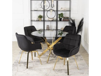 vintino laures kreslo stolicka čierna zlate nohy kreslo do kniznice kreslo do obyvacky kreslo do spalne kreslo na kojenie velur 1