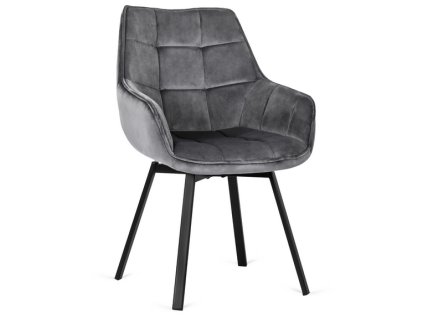 Otočné Kreslo MESSINA -sivá zamat čierne nohy