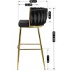 LAURES VINTINO barová stolička čierna zlaté nohy 8