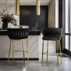LAURES VINTINO barová stolička čierna zlaté nohy 2