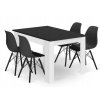 LAURES VINTINO Jedálenská zostava stôl 120 x 80cm čierny s bielymi nohami + 4 stoličky 1