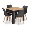 LAURES VINTINO Jedálenská zostava stôl Artisan 80 X 80 čierne nohy + 4 stoličky 1