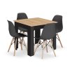 LAURES VINTINO Jedálenská zostava stôl Artisan 80 x 80cm čierne nohy + 4 stoličky OSAKA 1