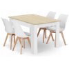 LAURES VINTINO Jedálenská zostava stôl Dub sonoma 120 X 80 biele nohy + 4 stoličky MARK biele 1