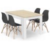 LAURES VINTINO Jedálenská zostava stôl Dub sonoma 120 X 80 biele nohy + 4 stoličky MARK černe 1
