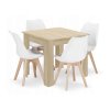 LAURER VINTINO Jedálenská zostava stôl Dub sonoma 80 X 80 cm hnedé nohy + 4 stoličky MARK biele 1