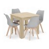 LAURES VINTINO Jedálenská zostava stôl Dub sonoma 80 X 80 cm hnedé nohy + 4 stoličky MARK sivé 1