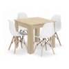 LAURES VINTINO Jedálenská zostava stôl Dub sonoma 80 X 80 cm hnedé nohy + 4 stoličky OSAKA biele 1