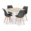 LAURES VINTINO Jedálenská zostava stôl Dub sonoma 80 X 80 cm biele nohy + 4 stoličky MARK čierne 1