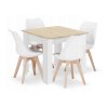 LAURES VINTINO Jedálenská zostava stôl Dub sonoma 80 X 80 cm biele nohy + 4 stoličky MARK biele 1