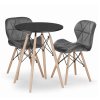 LAURES VINTINO Jedálenská zostava TODI 60cm okrúhly stolový set čierny + 2 stoličky LAGO sivé 1