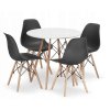 LAURES VINTINO Jedálenská zostava TODI 80cm okrúhly stolový set biely + 4 stoličky OSAKA čierne 1