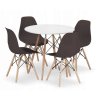 LAURES VINTINO Jedálenská zostava TODI 80cm okrúhly stolový set biely + 4 stoličky OSAKA hnedé 1