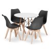 LAURES VINTINO Jedálenská zostava TODI 80cm okrúhly stolový set biely+ 4 stoličky MARK čierne 1