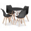LAURES VINTINO Jedálenská zostava TODI 80cm okrúhly stolový set čierny+ 4 stoličky MARK čierne 1