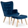 LAURES VINBTINO Kreslo AVEZANO modré zamatové 1