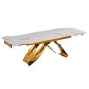 LAURES VINTINO Stôl MATEO 160–240 cm biely mramor/zlatý 4