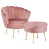 LAURES VINTINO Kreslo LOREN s podnožkou, ružové, z velúru