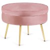 LAURES VINTINO Kreslo LOREN s podnožkou, ružové, z velúru 8