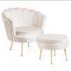 LAURES VINTINO Kreslo LOREN s podnožkou, kremové, z velúru