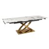 LAURES VINTINO Rozkladací stôl RONNY 160–240 cm Biely mramor / Zlatá 2