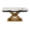 LAURES VINTINO Rozkladací stôl RONNY 160–240 cm Biely mramor / Zlatá 3